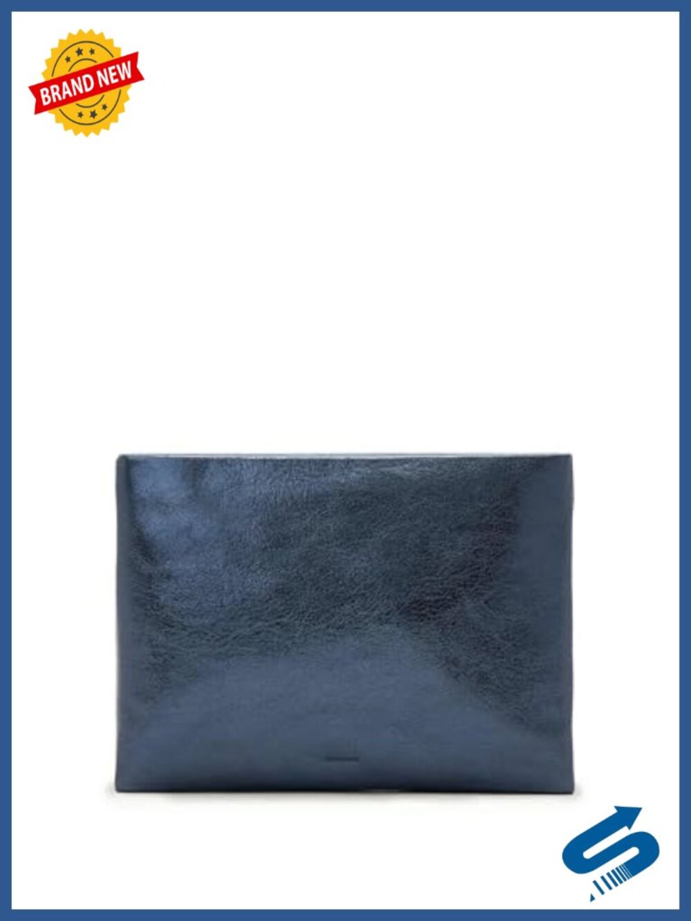 Leather Clutch Handbag Zip Hand-Carry Rectangular